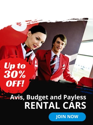 Up to 30% off. Avis, Badget, and Payless. Rental Cars.